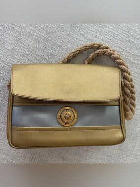 Rodo Gold and Silver Shoulder Bag with Braided Rope Strap